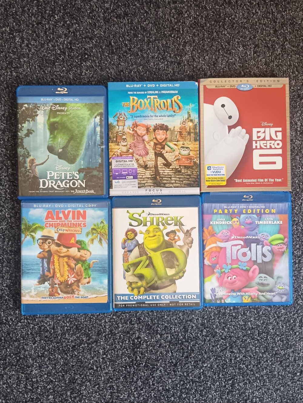 Kids Movies on Blu-ray & DVD Lot Bundle Film Shrek, Box Trolls, Petes Dragon +
